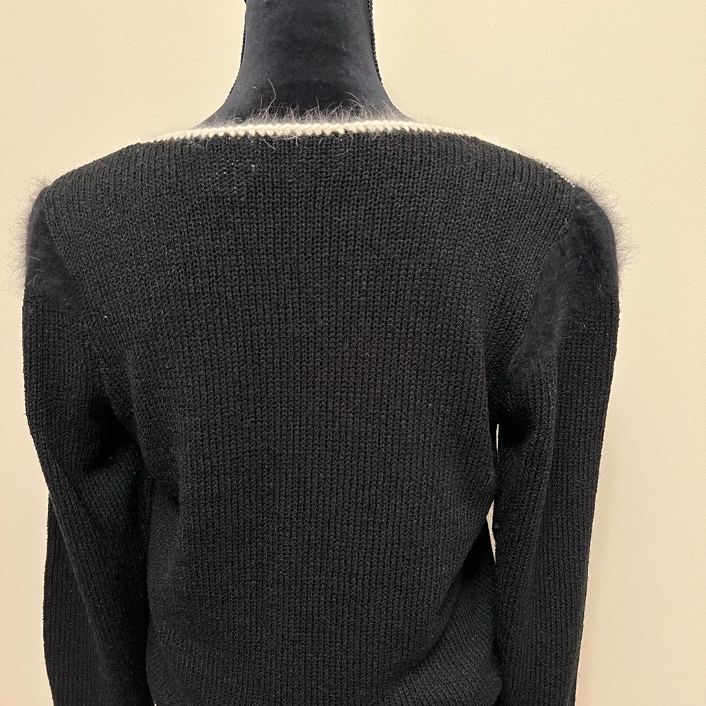 Franco Valeri Vintage 1980s winter themed sweater with Angora and crystals Sz M - Picture 6 of 7